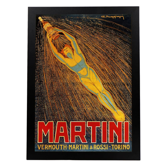 Poster vintage. Anuncio vintage de Martini & Rossi.-Artwork-Nacnic-A4-Marco Negro-Nacnic Estudio SL