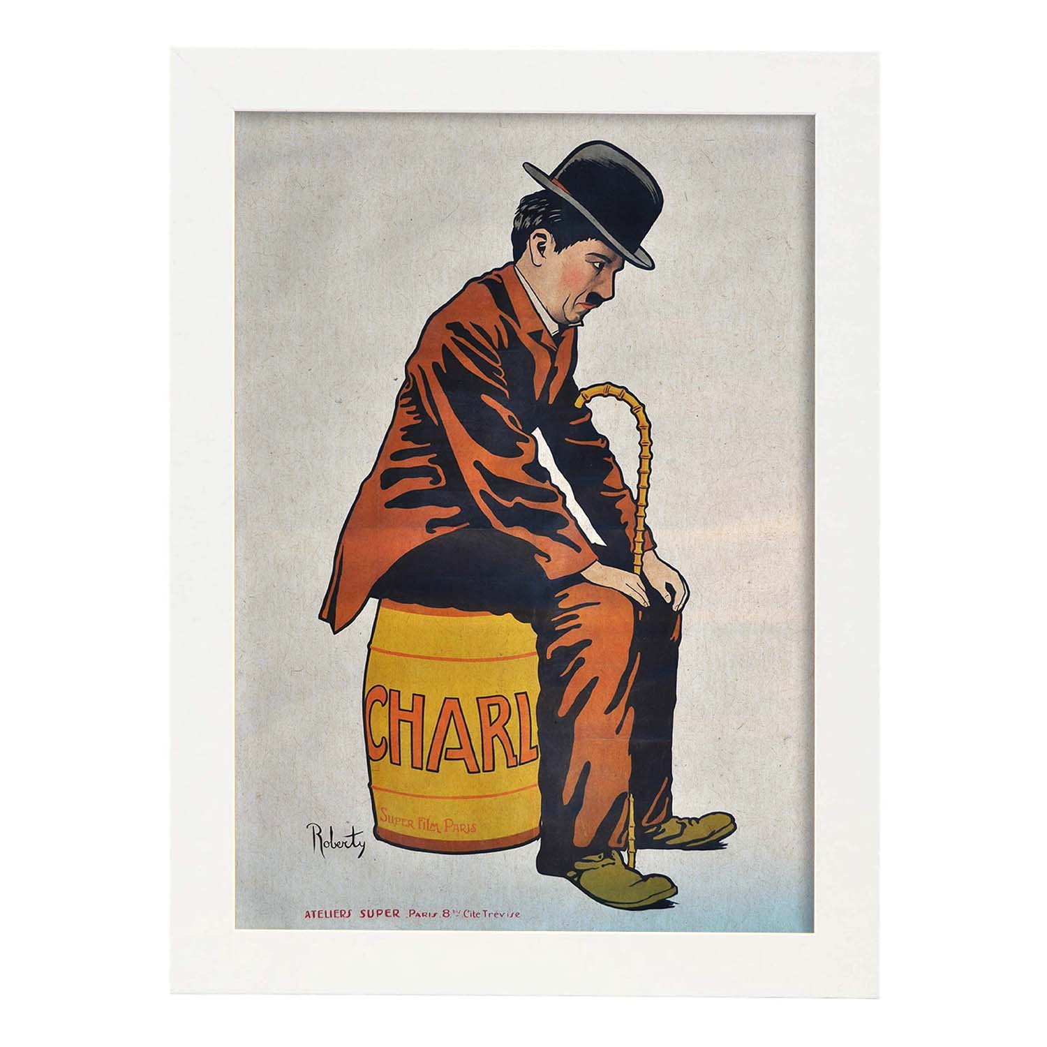 Poster vintage. Anuncio vintage de pelicula Charles Chapplin.-Artwork-Nacnic-A3-Marco Blanco-Nacnic Estudio SL