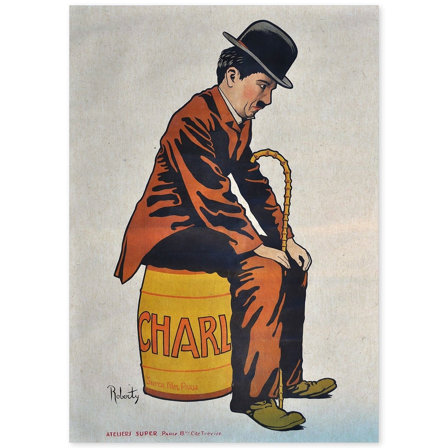 Poster vintage. Anuncio vintage de pelicula Charles Chapplin.-Artwork-Nacnic-A4-Sin marco-Nacnic Estudio SL