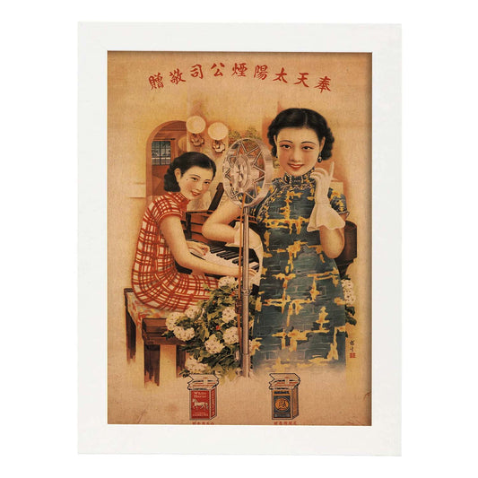 Poster vintage. Anuncio vintage de tabaco Chino Shanghay.-Artwork-Nacnic-A4-Marco Blanco-Nacnic Estudio SL