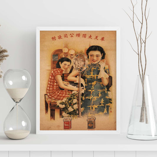 Poster vintage. Anuncio vintage de tabaco Chino Shanghay.-Artwork-Nacnic-Nacnic Estudio SL