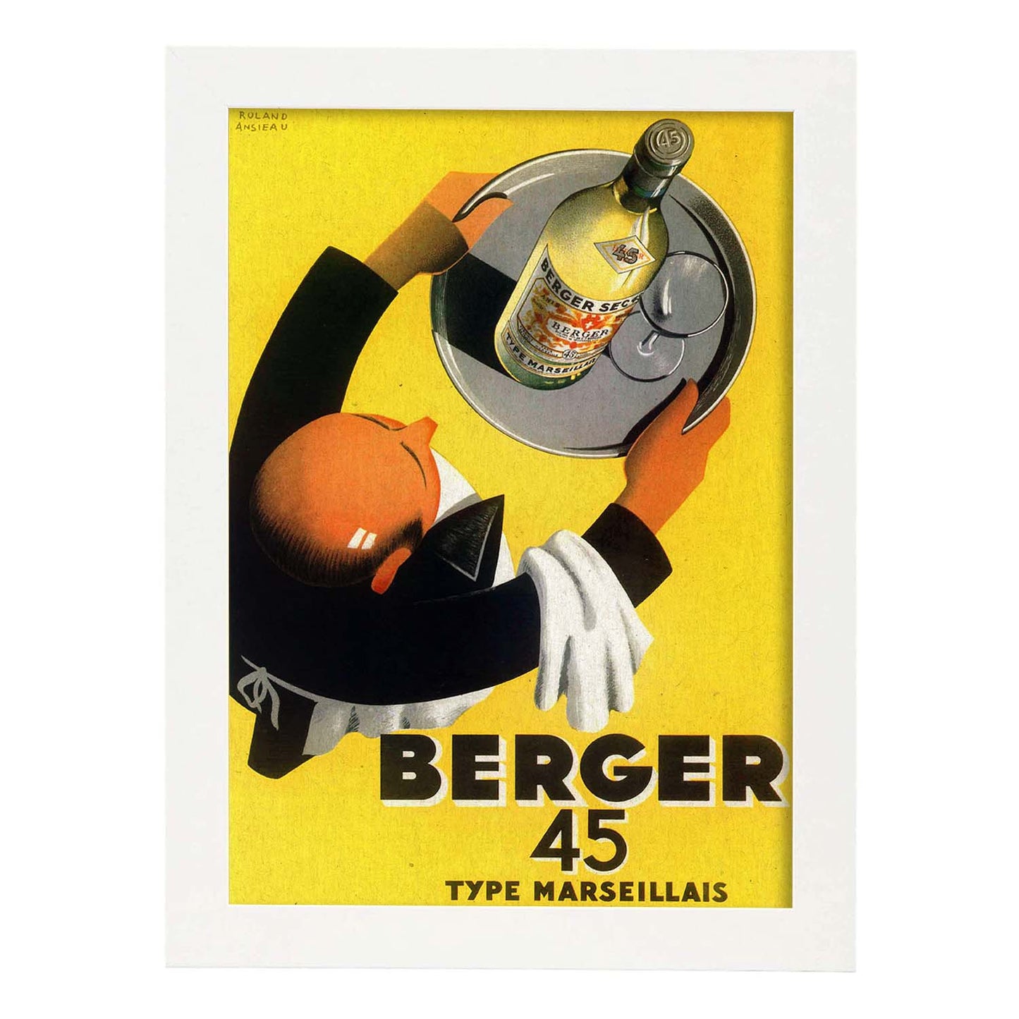Poster vintage. Anuncio vintage de vino frances Berger 45 de 1935..-Artwork-Nacnic-A3-Marco Blanco-Nacnic Estudio SL