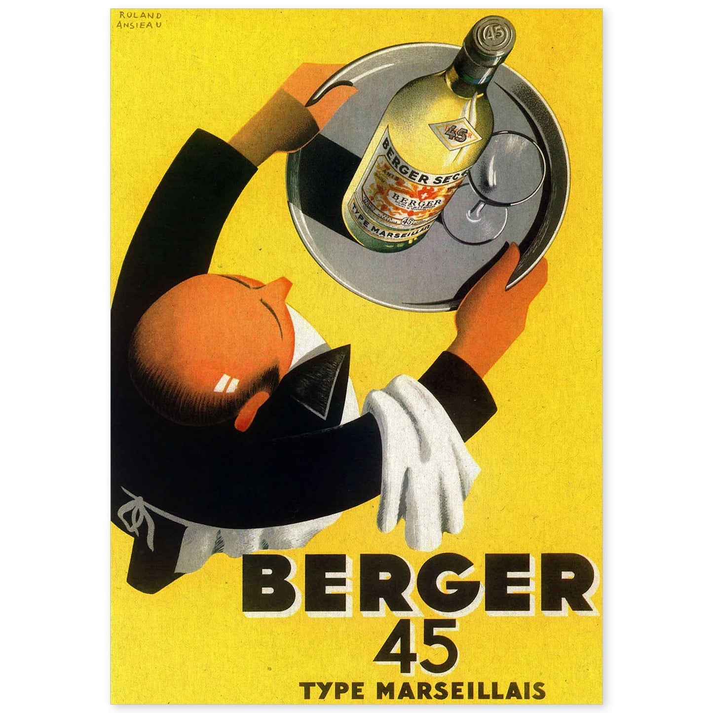 Poster vintage. Anuncio vintage de vino frances Berger 45 de 1935..-Artwork-Nacnic-A4-Sin marco-Nacnic Estudio SL