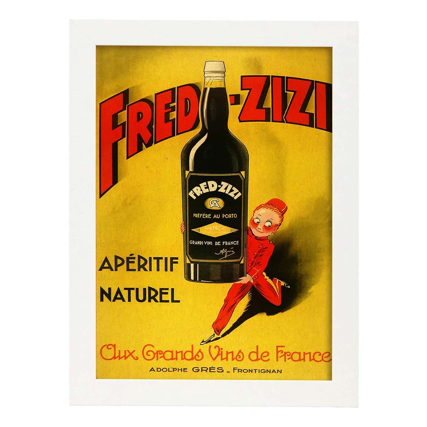 Poster vintage. Anuncio vintage de vino frances de Fred - Zizi.-Artwork-Nacnic-A3-Marco Blanco-Nacnic Estudio SL