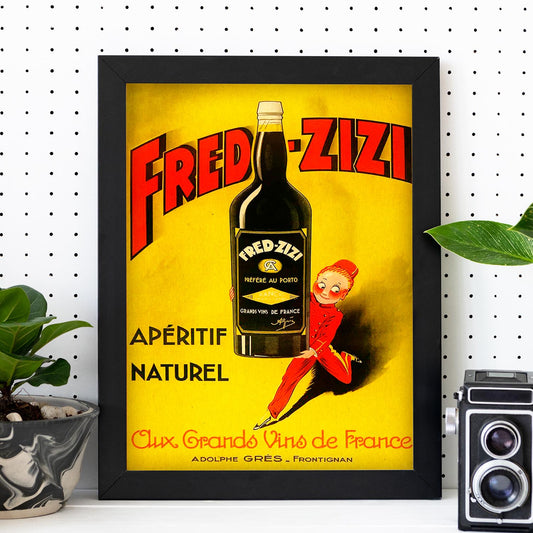 Poster vintage. Anuncio vintage de vino frances de Fred - Zizi.-Artwork-Nacnic-Nacnic Estudio SL