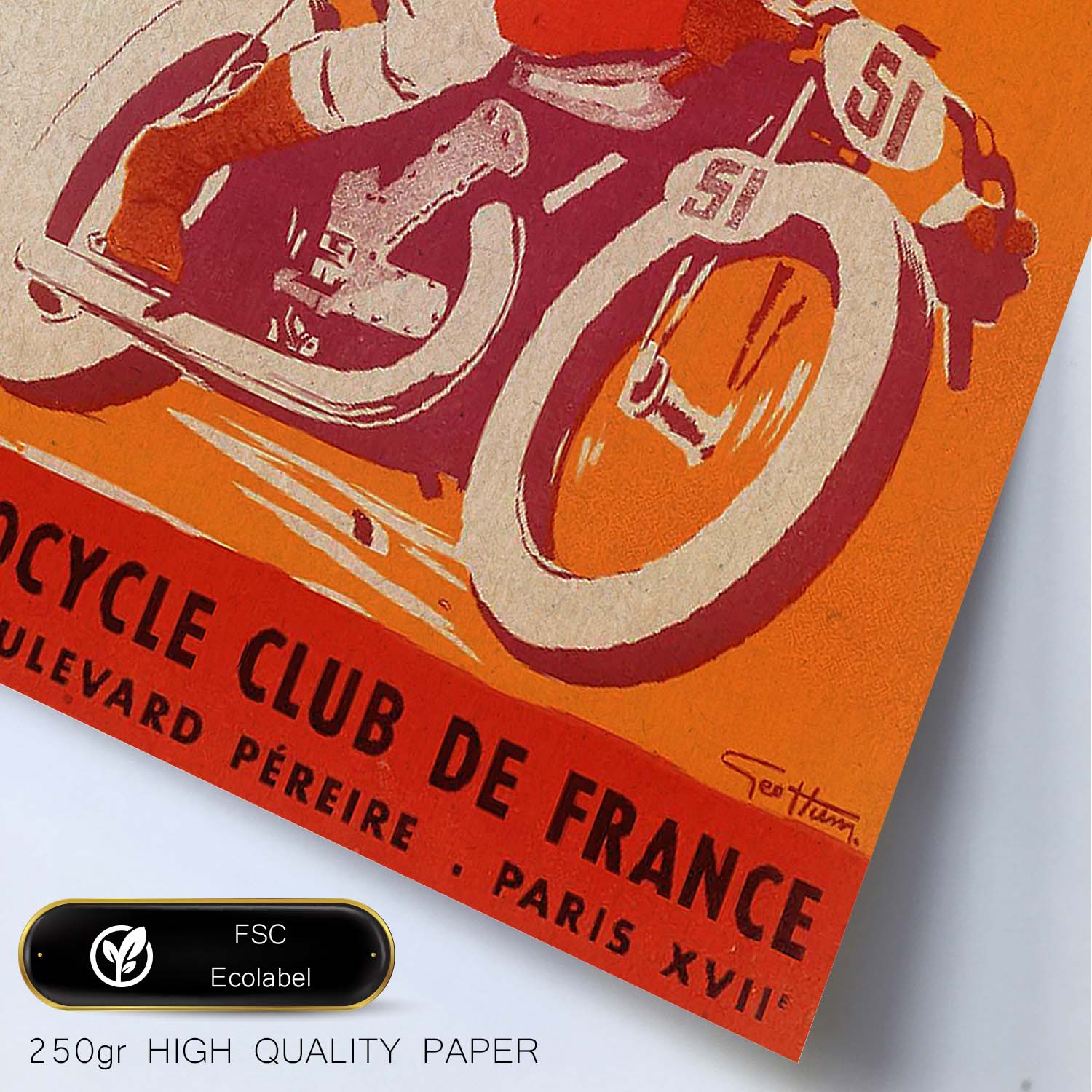 Poster vintage. Anuncio vintage del Sport ou Tourisme un seul Club Motorcycle Club de France.-Artwork-Nacnic-Nacnic Estudio SL