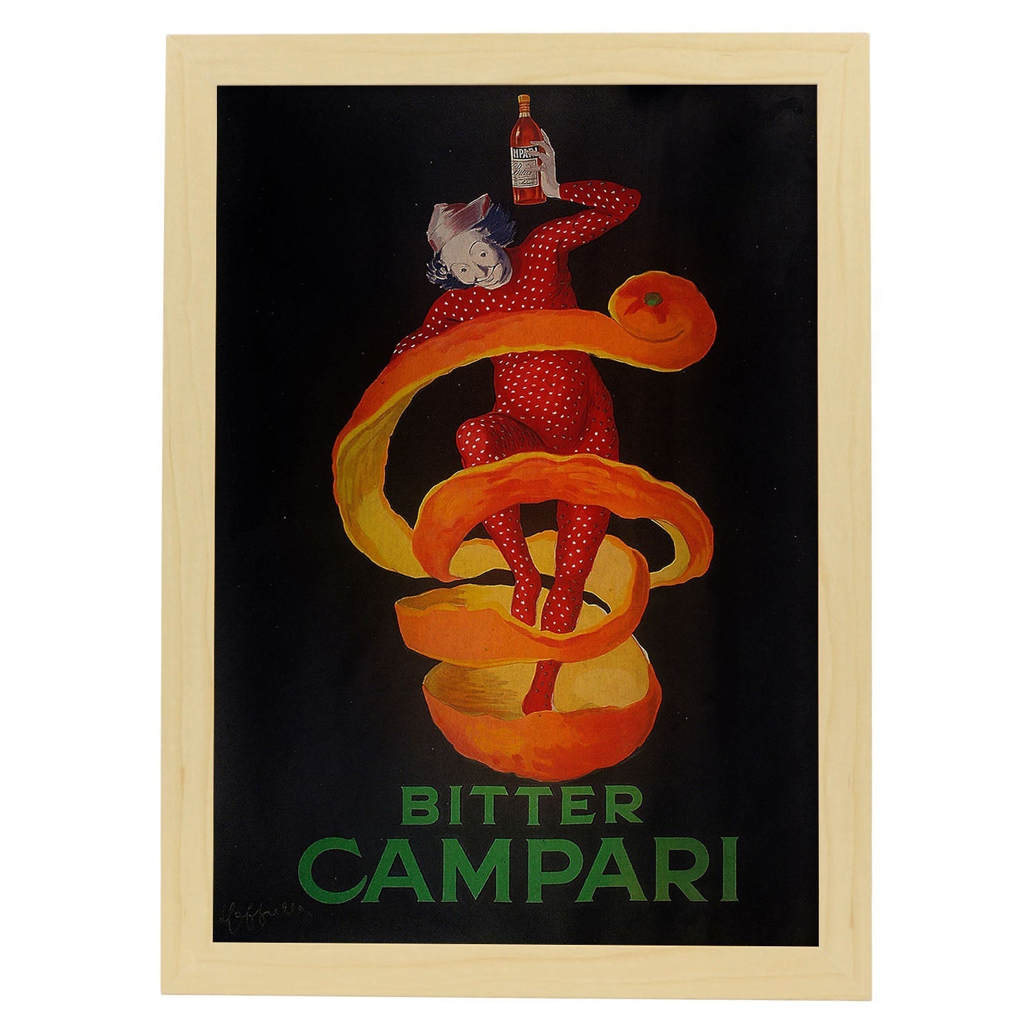 Poster vintage. Anuncio vintage italiano de Campari de 1921.-Artwork-Nacnic-A3-Marco Madera clara-Nacnic Estudio SL