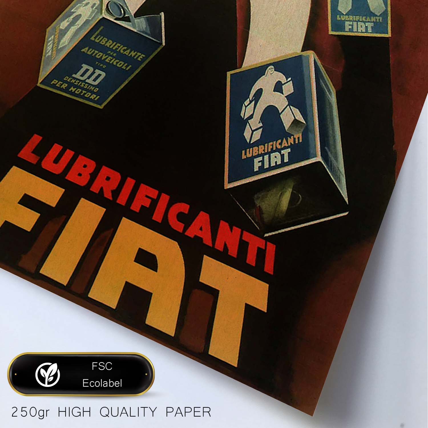 Poster vintage. Anuncio vintage italiano de lubricante Fiat.-Artwork-Nacnic-Nacnic Estudio SL
