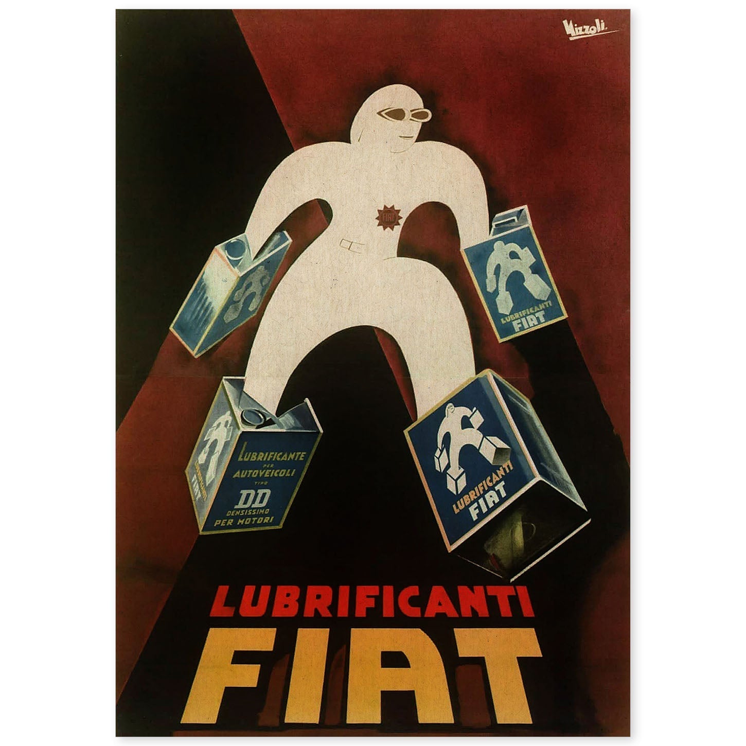 Poster vintage. Anuncio vintage italiano de lubricante Fiat.-Artwork-Nacnic-A4-Sin marco-Nacnic Estudio SL