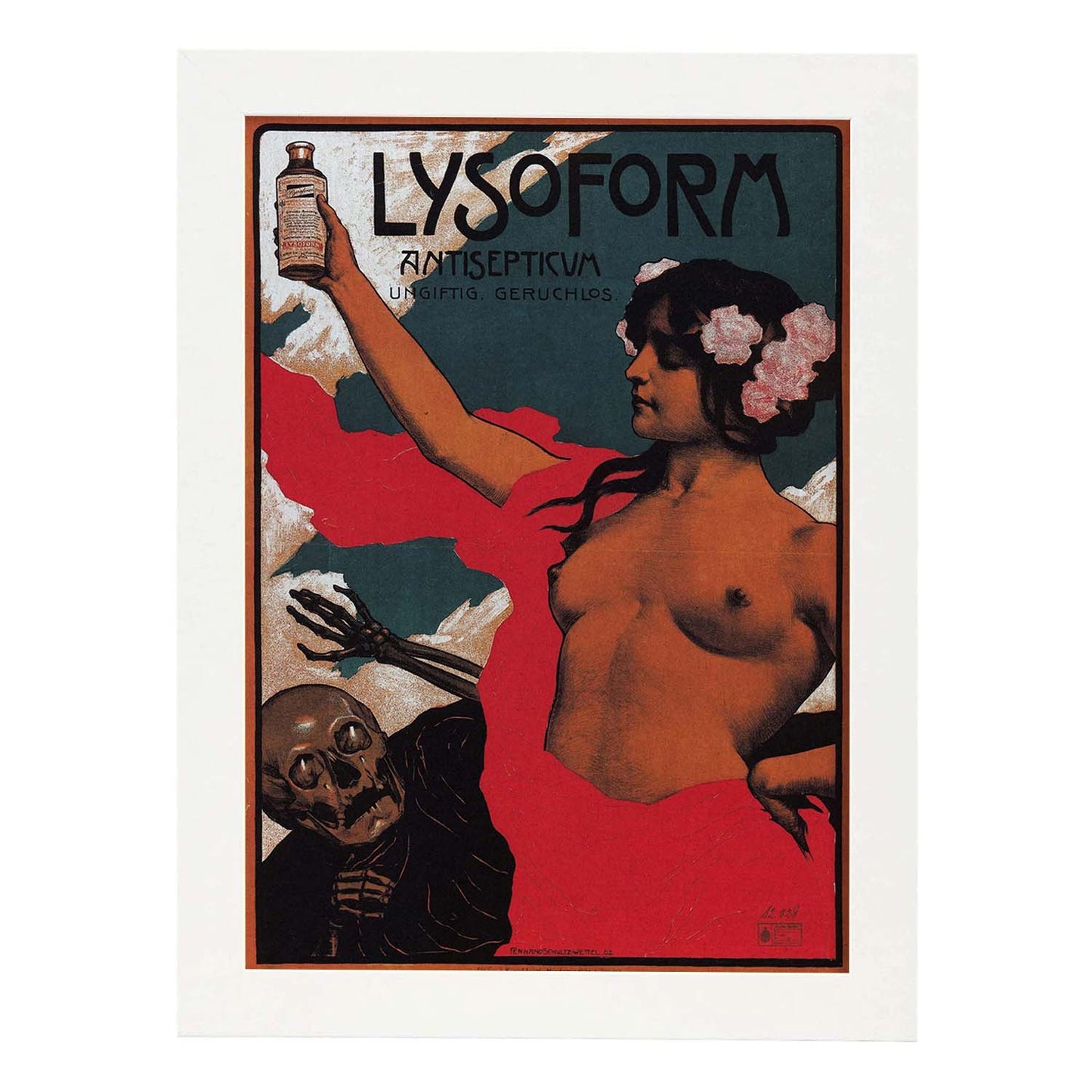 Poster vintage. Anuncio vintage Lysoform Antisepticua de 1002.-Artwork-Nacnic-A3-Marco Blanco-Nacnic Estudio SL