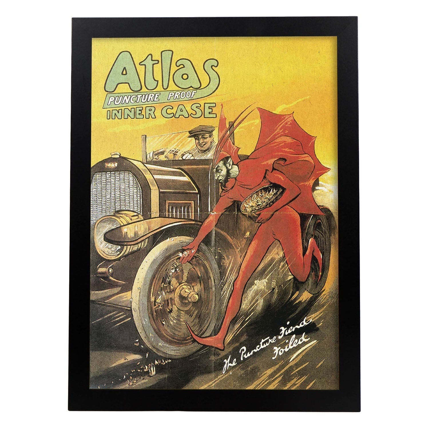 Poster vintage. Anuncio vintage ruedas Atlas de 1900.-Artwork-Nacnic-A3-Marco Negro-Nacnic Estudio SL