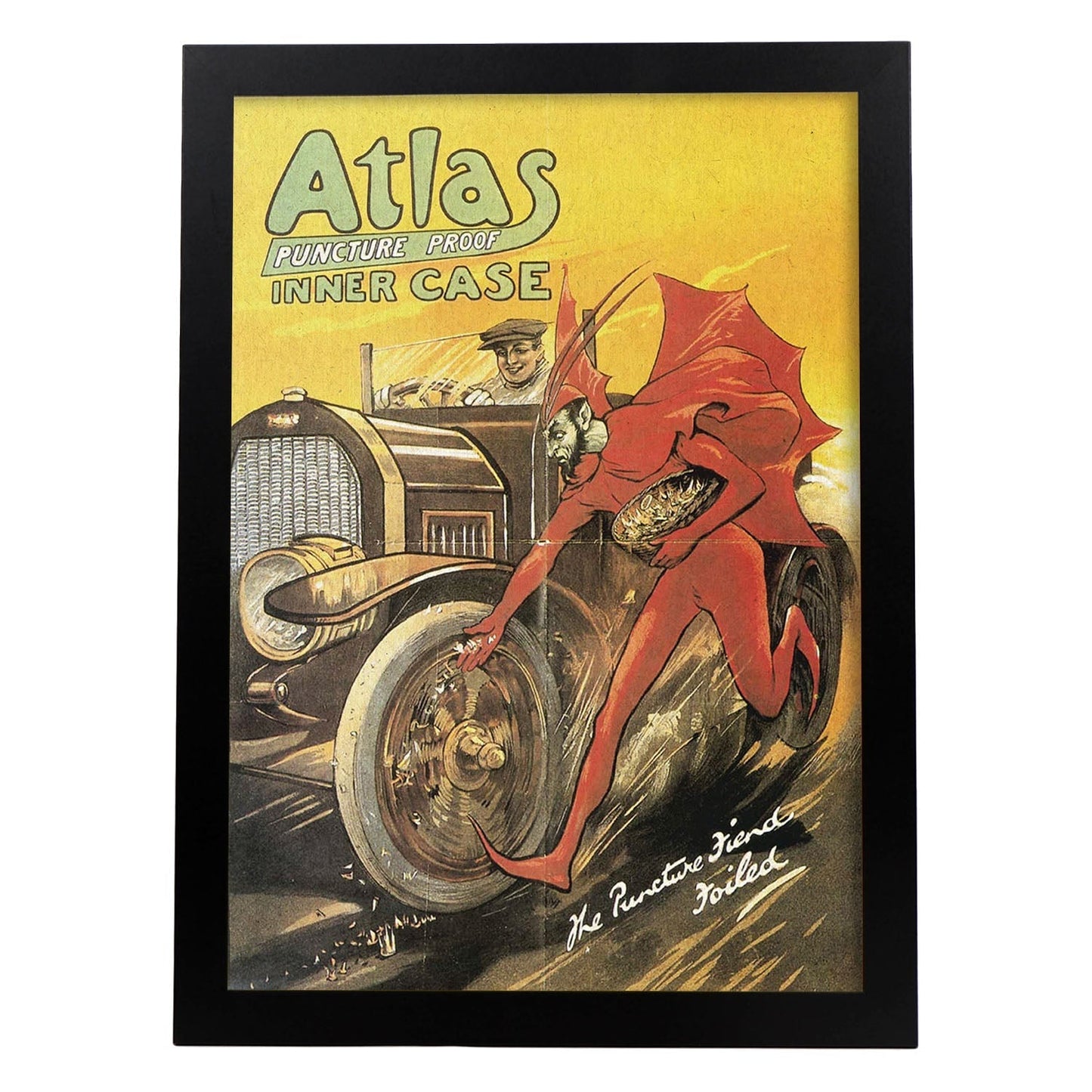 Poster vintage. Anuncio vintage ruedas Atlas de 1900.-Artwork-Nacnic-A4-Marco Negro-Nacnic Estudio SL