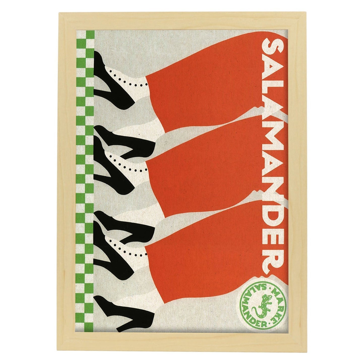 Poster vintage. Anuncio vintage Salamander.-Artwork-Nacnic-A3-Marco Madera clara-Nacnic Estudio SL