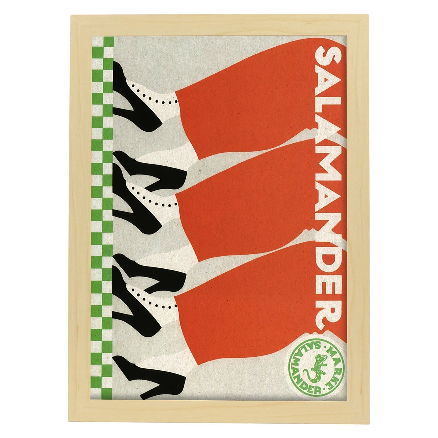 Poster vintage. Anuncio vintage Salamander.-Artwork-Nacnic-A4-Marco Madera clara-Nacnic Estudio SL