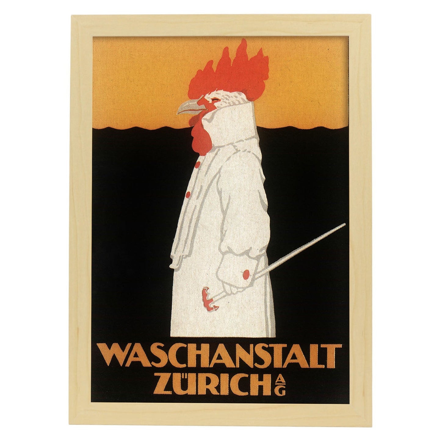 Poster vintage. Anuncio vintage Waschanstalt Zurich de 1905.-Artwork-Nacnic-A3-Marco Madera clara-Nacnic Estudio SL