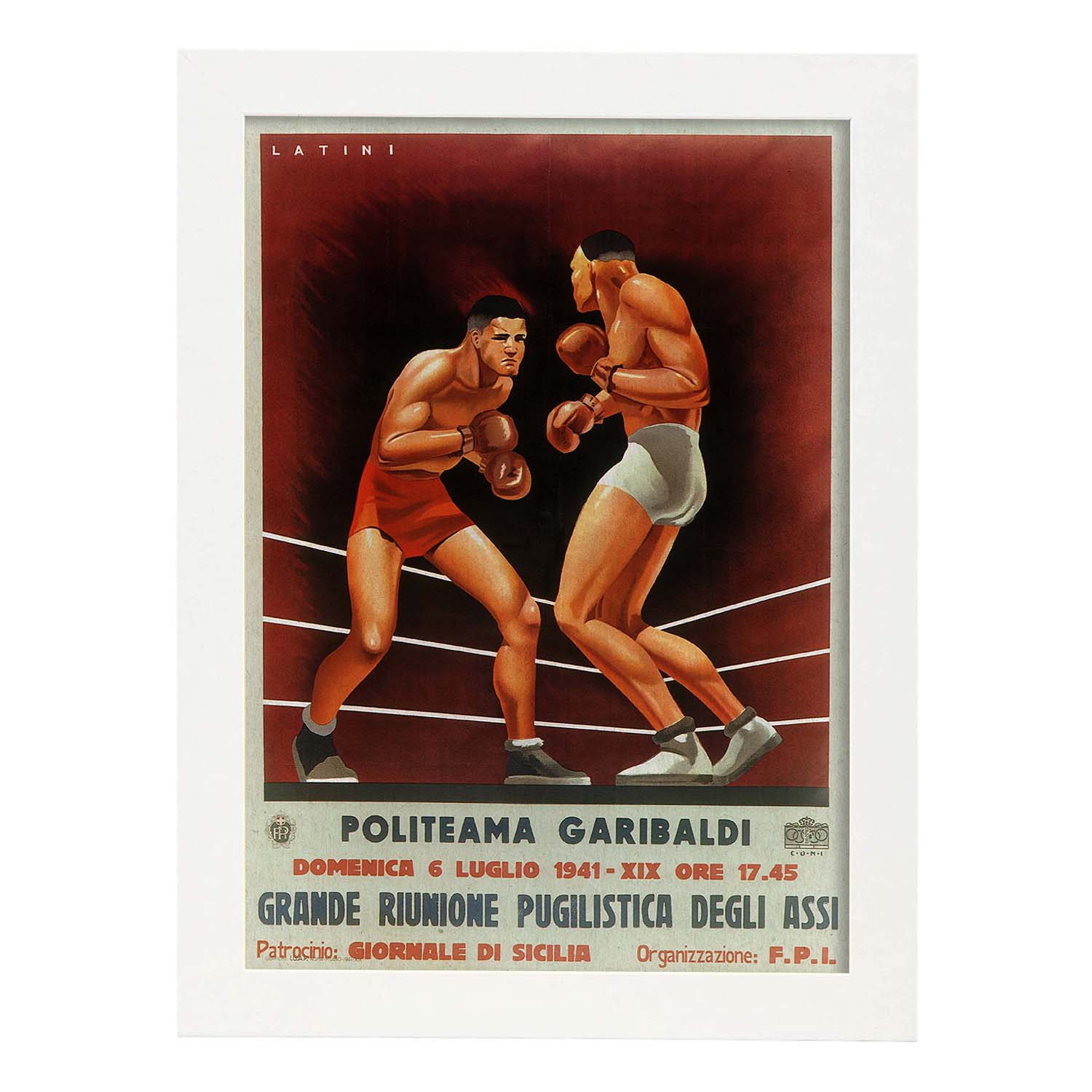 Poster vintage. Cartel boxeo vintage "Politeama Garibaldi".-Artwork-Nacnic-A3-Marco Blanco-Nacnic Estudio SL