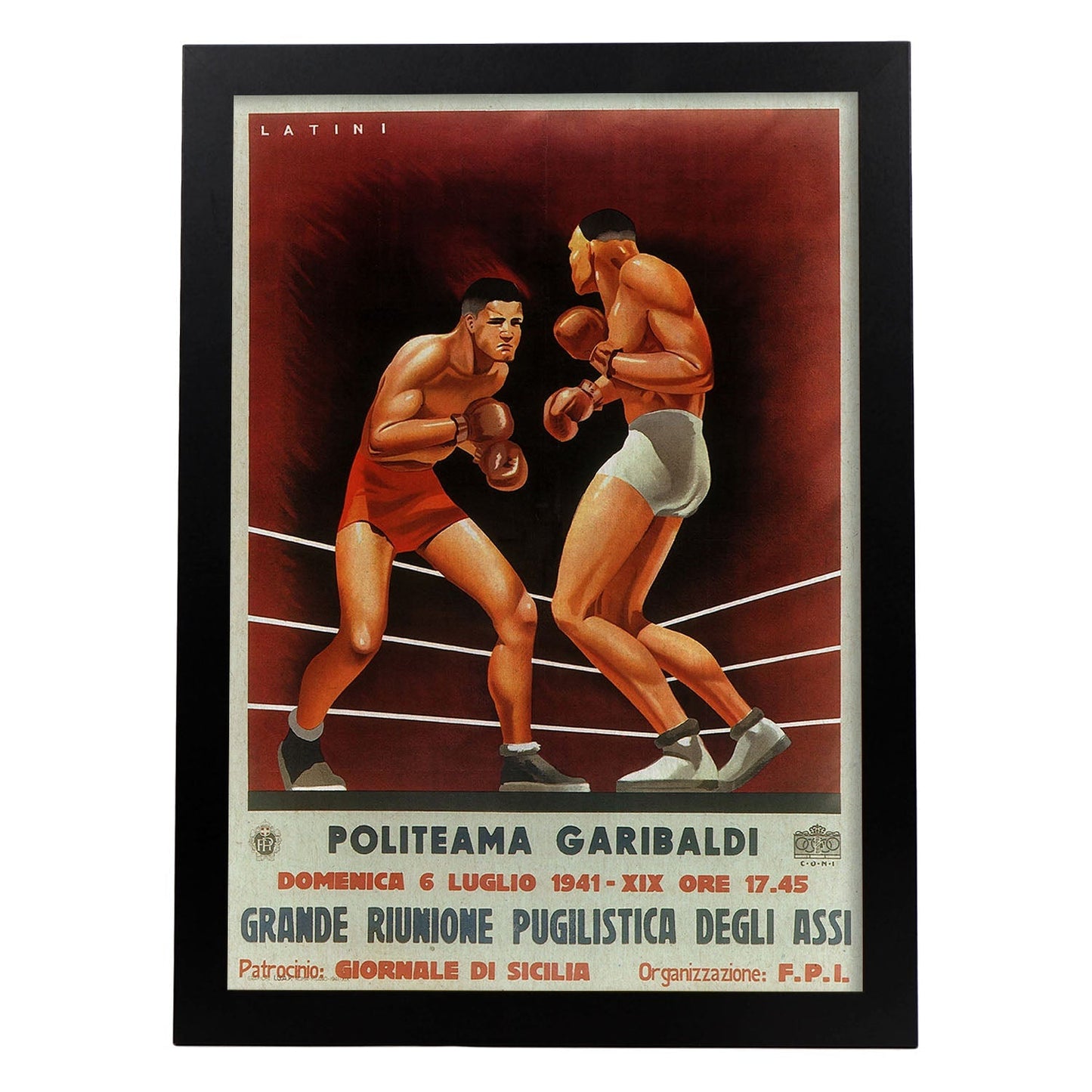 Poster vintage. Cartel boxeo vintage "Politeama Garibaldi".-Artwork-Nacnic-A3-Marco Negro-Nacnic Estudio SL