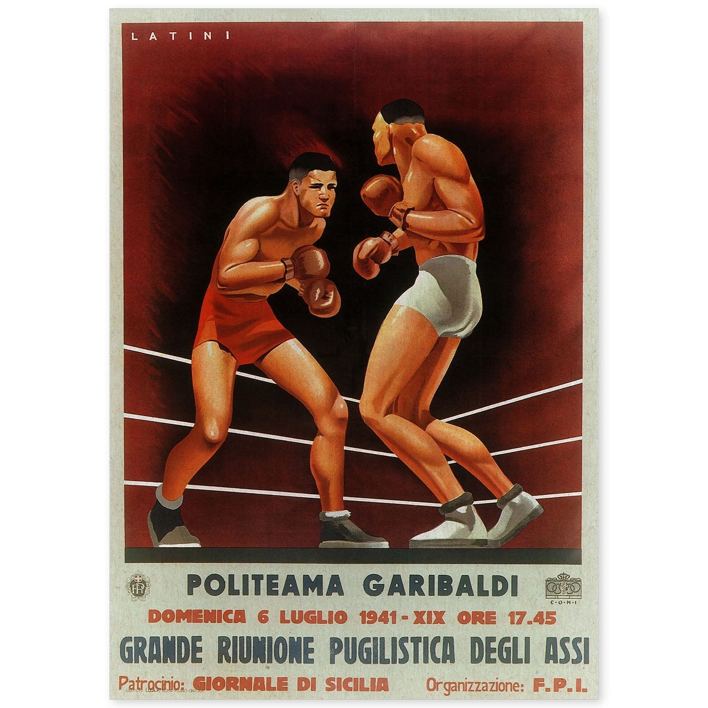 Poster vintage. Cartel boxeo vintage "Politeama Garibaldi".-Artwork-Nacnic-A4-Sin marco-Nacnic Estudio SL