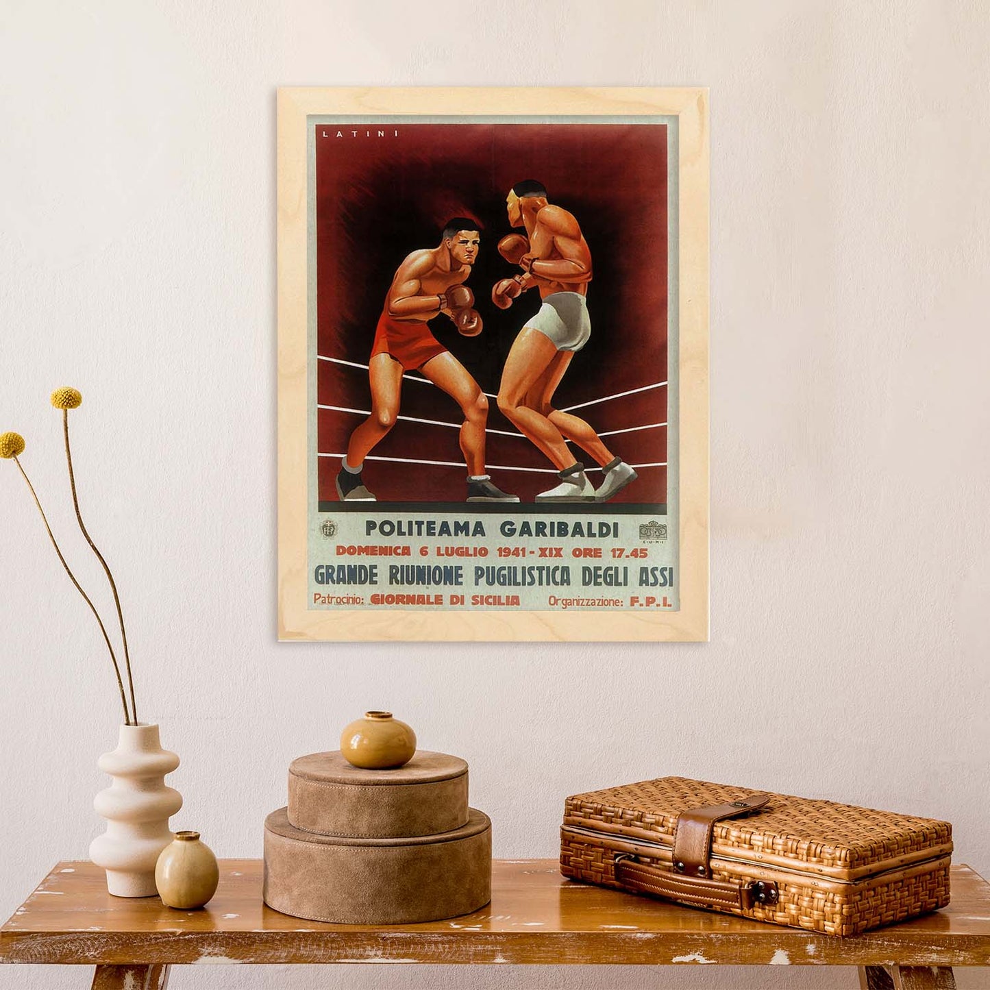 Poster vintage. Cartel boxeo vintage "Politeama Garibaldi".-Artwork-Nacnic-Nacnic Estudio SL