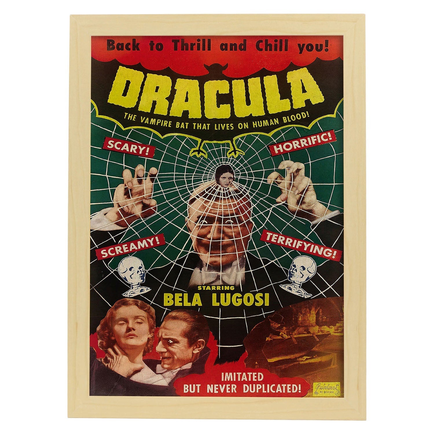 Poster vintage. Cartel cine vintage "Dracula".-Artwork-Nacnic-A3-Marco Madera clara-Nacnic Estudio SL