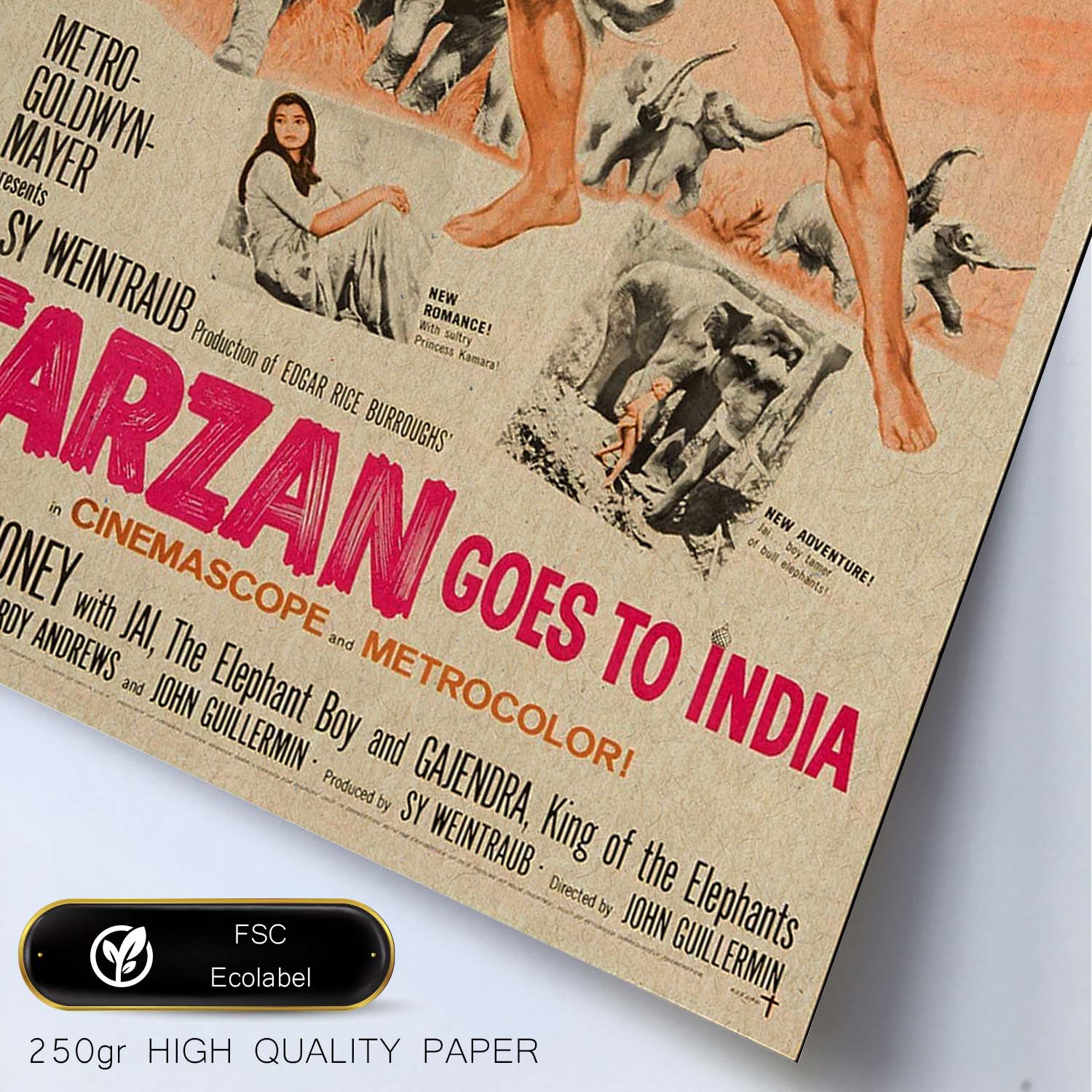 Poster vintage. Cartel cine vintage "Tarzan en india".-Artwork-Nacnic-Nacnic Estudio SL