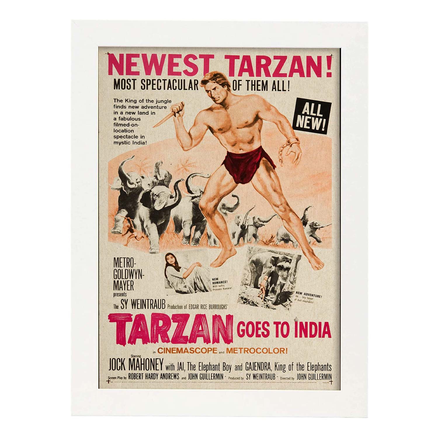 Poster vintage. Cartel cine vintage "Tarzan en india".-Artwork-Nacnic-A3-Marco Blanco-Nacnic Estudio SL