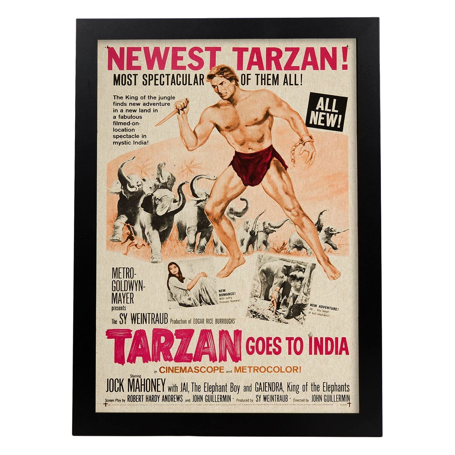 Poster vintage. Cartel cine vintage "Tarzan en india".-Artwork-Nacnic-A3-Marco Negro-Nacnic Estudio SL