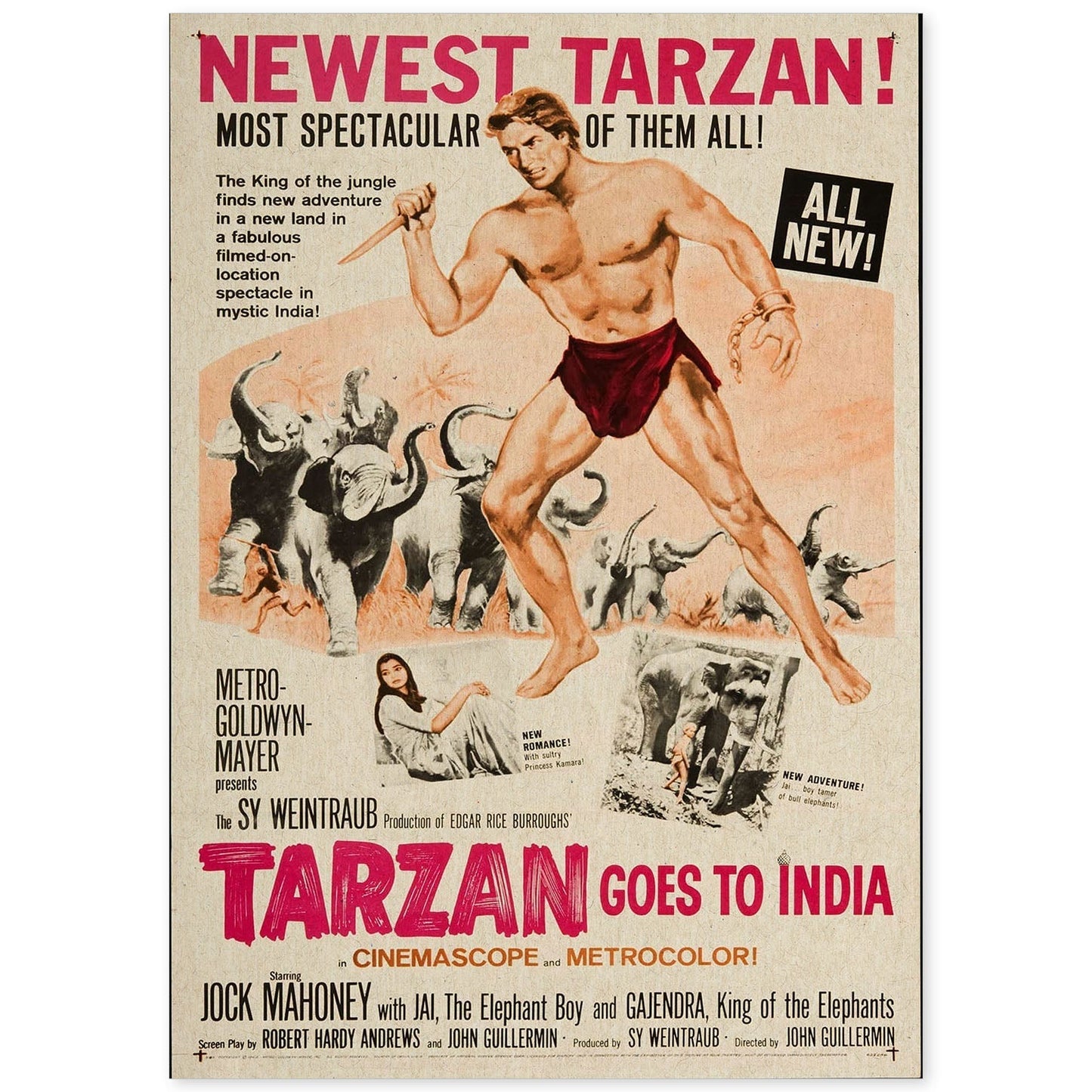 Poster vintage. Cartel cine vintage "Tarzan en india".-Artwork-Nacnic-A4-Sin marco-Nacnic Estudio SL