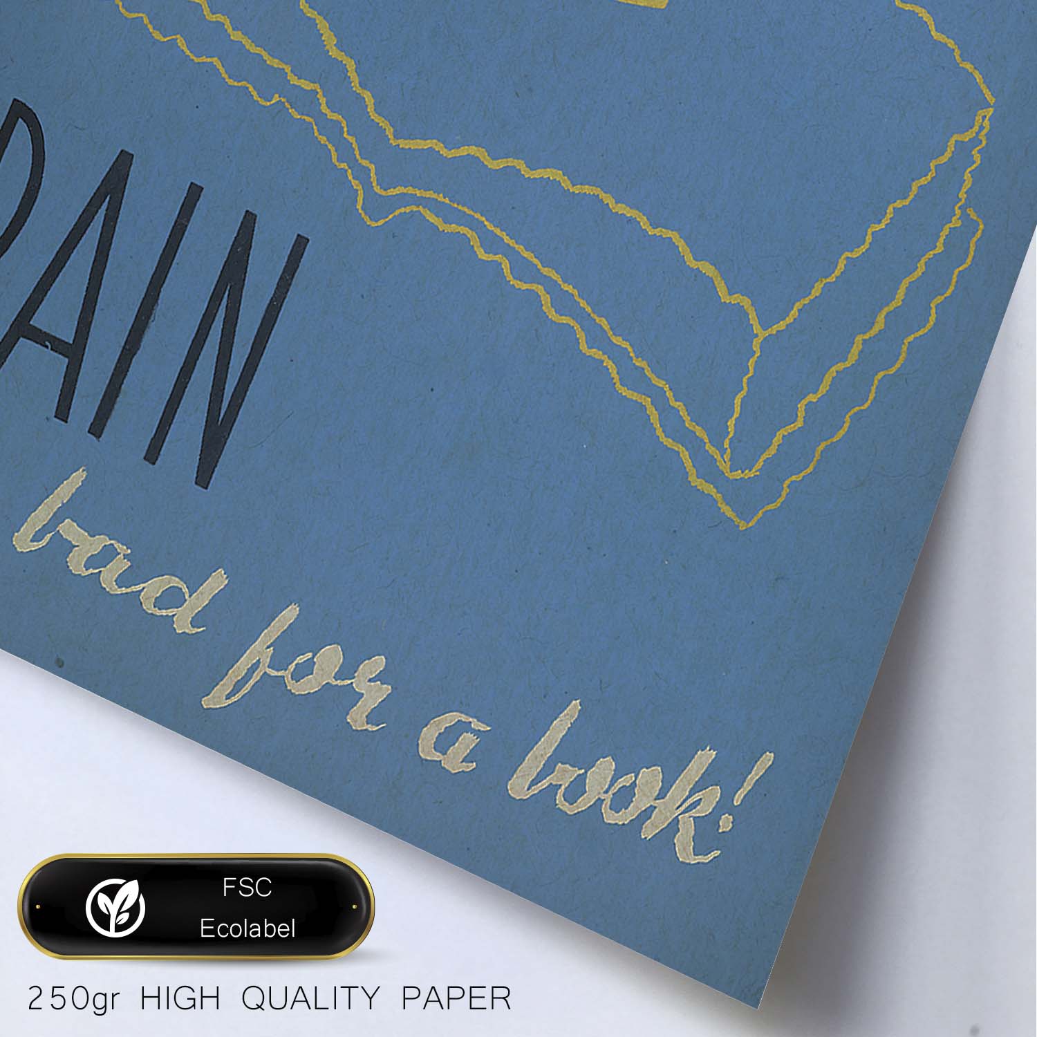 Poster vintage. Cartel de biblioteca "cuida los libros" La lluvia estropea los libros.-Artwork-Nacnic-Nacnic Estudio SL