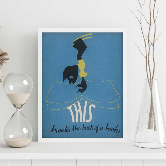 Poster vintage. Cartel de biblioteca "cuida los libros" No doblar..-Artwork-Nacnic-Nacnic Estudio SL