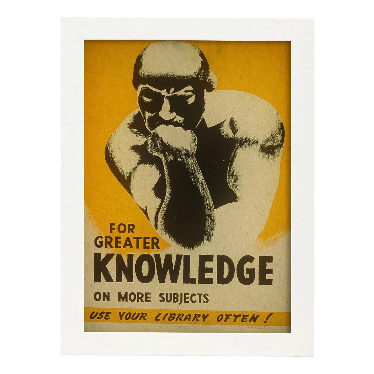 Poster vintage. Cartel de biblioteca "Genera conocimiento" usa la biblioteca.-Artwork-Nacnic-A3-Marco Blanco-Nacnic Estudio SL