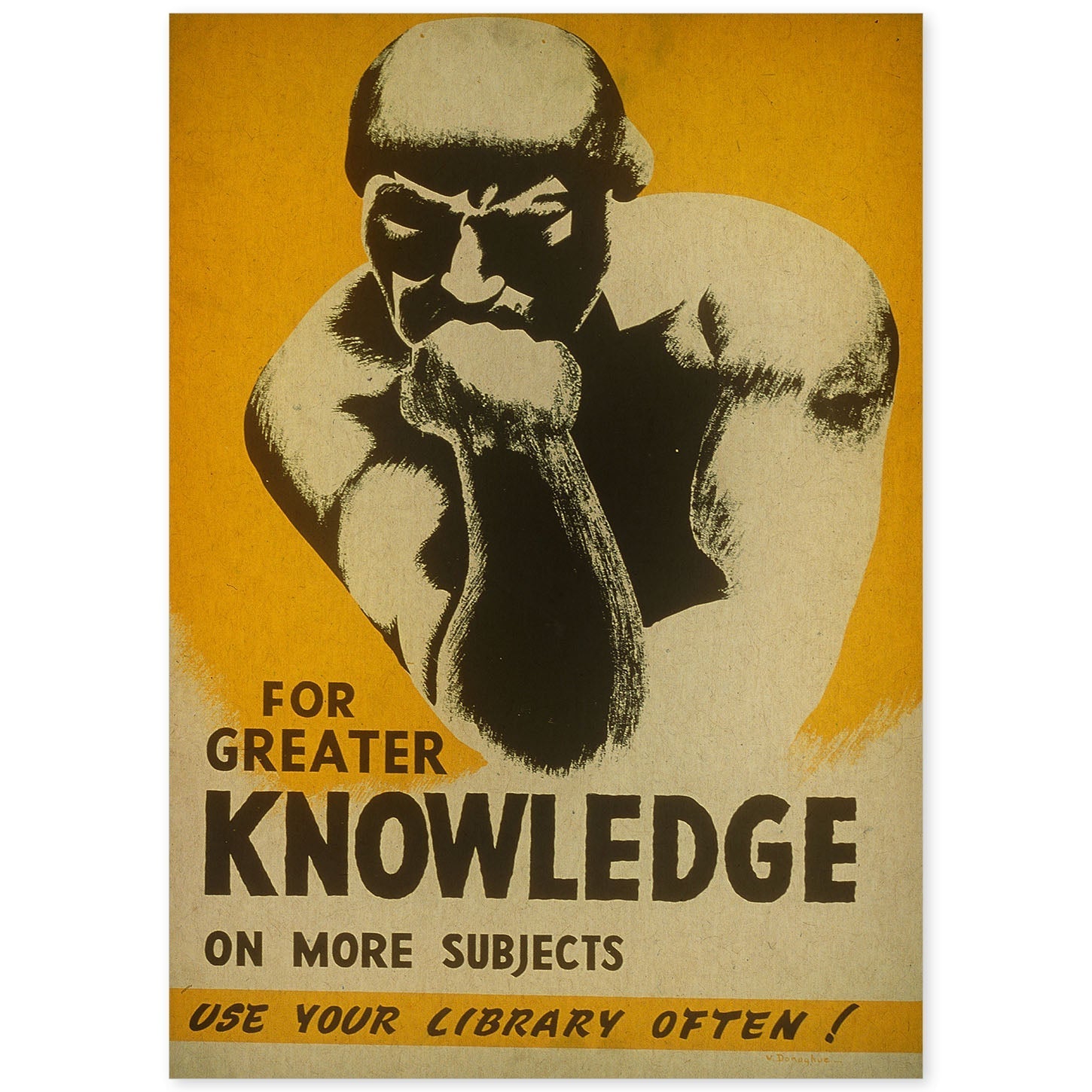 Poster vintage. Cartel de biblioteca "Genera conocimiento" usa la biblioteca.-Artwork-Nacnic-A4-Sin marco-Nacnic Estudio SL