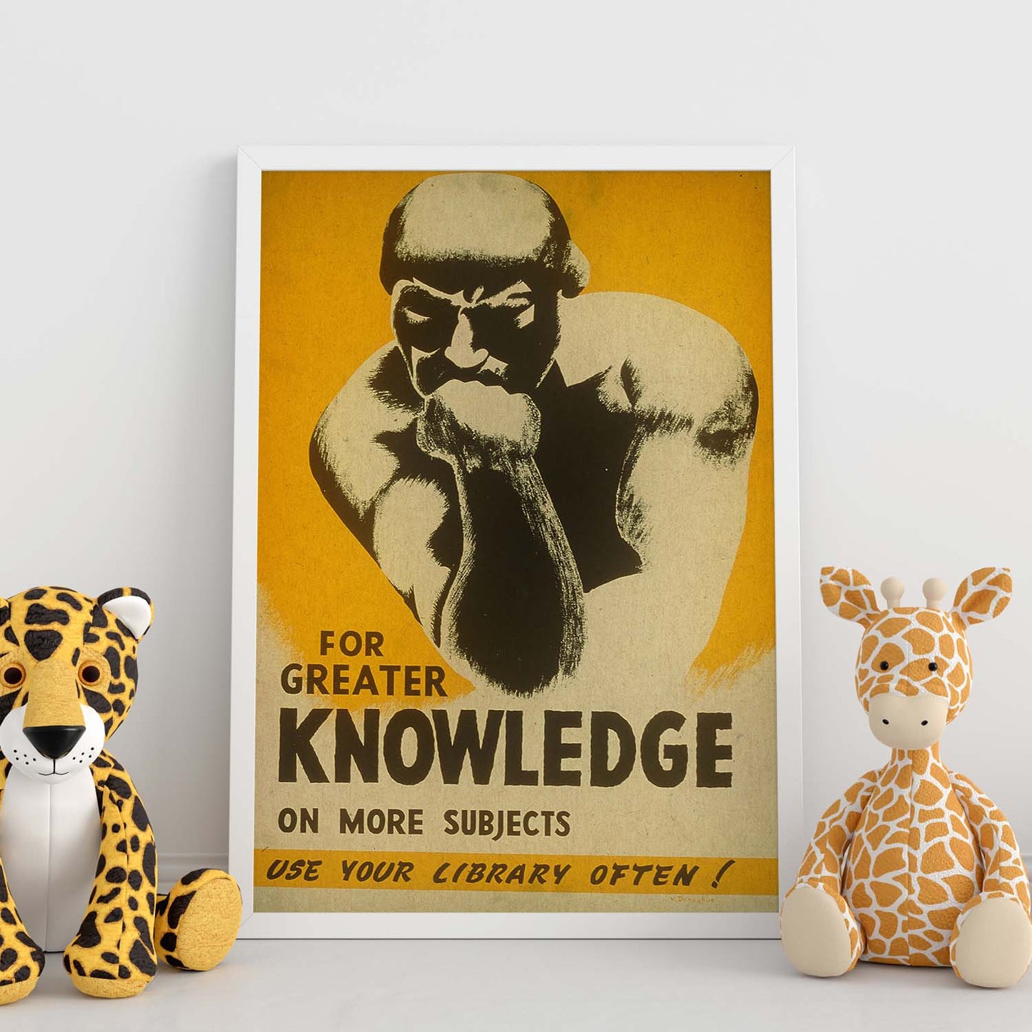 Poster vintage. Cartel de biblioteca "Genera conocimiento" usa la biblioteca.-Artwork-Nacnic-Nacnic Estudio SL