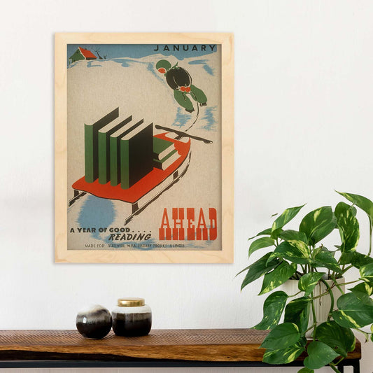 Poster vintage. Cartel de biblioteca. Usa la biblioteca.-Artwork-Nacnic-Nacnic Estudio SL