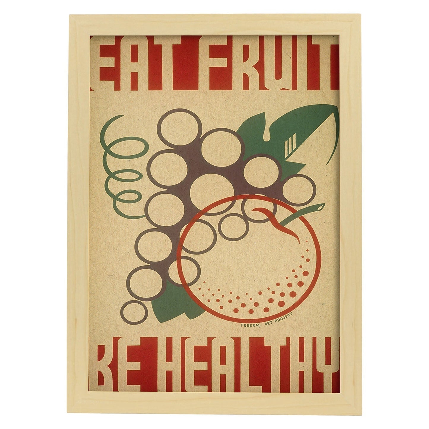 Poster vintage. Cartel de fruta. Come sano.-Artwork-Nacnic-A3-Marco Madera clara-Nacnic Estudio SL