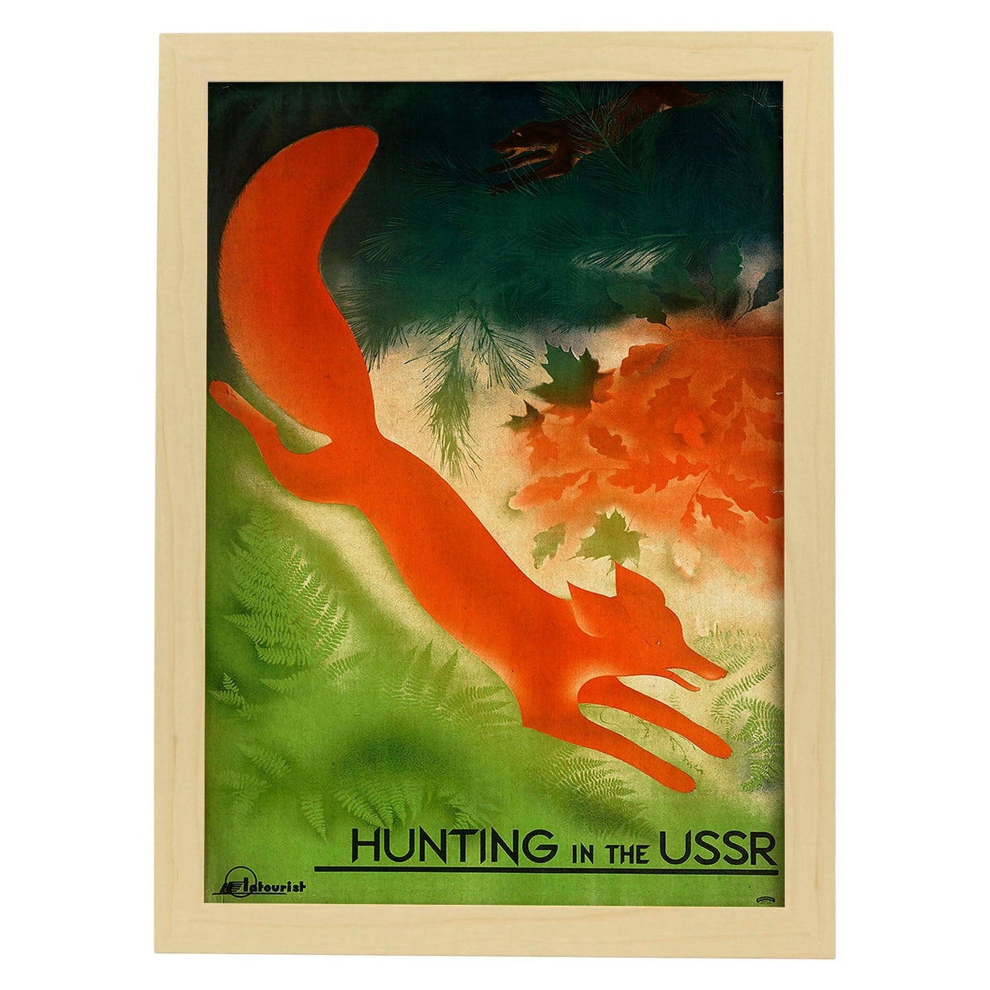 Poster vintage. Cartel de publicidad vintage. Cazando en la URSS.-Artwork-Nacnic-A3-Marco Madera clara-Nacnic Estudio SL