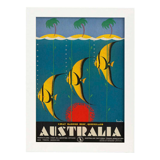 Poster vintage. Cartel de publicidad vintage. Conoce Australia.-Artwork-Nacnic-A4-Marco Blanco-Nacnic Estudio SL