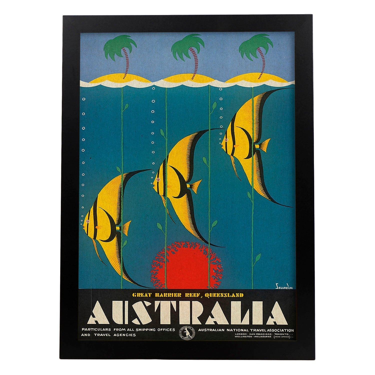 Poster vintage. Cartel de publicidad vintage. Conoce Australia.-Artwork-Nacnic-A4-Marco Negro-Nacnic Estudio SL