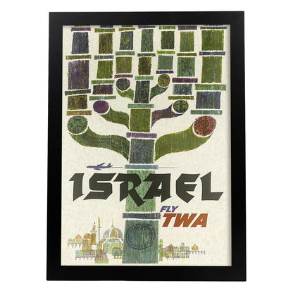 Poster vintage. Cartel de publicidad vintage. Conoce Israel.-Artwork-Nacnic-A4-Marco Negro-Nacnic Estudio SL