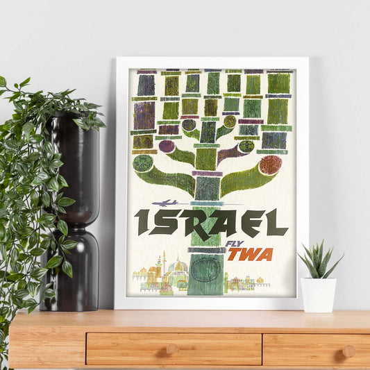 Poster vintage. Cartel de publicidad vintage. Conoce Israel.-Artwork-Nacnic-Nacnic Estudio SL