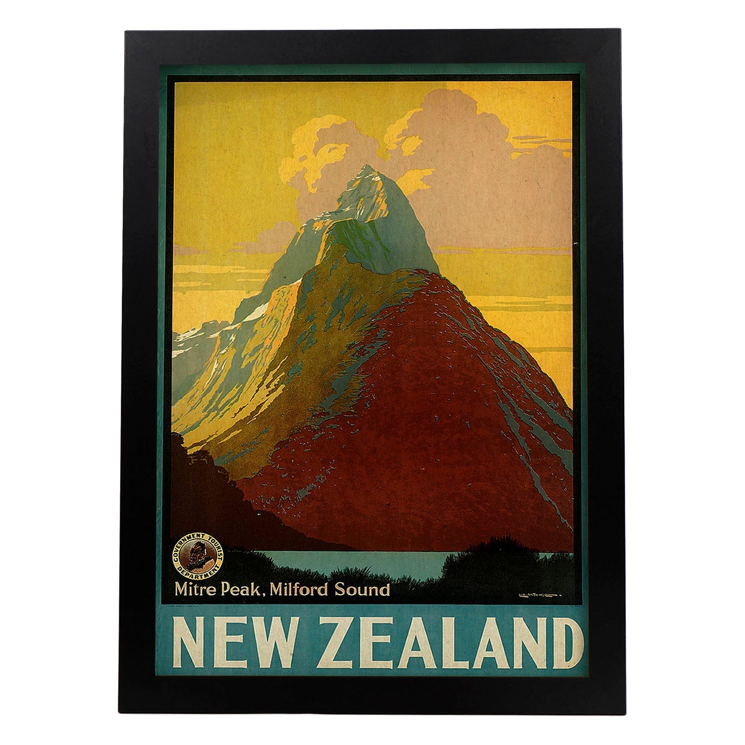 Poster vintage. Cartel de publicidad vintage. Conoce Nueva Zelanda.-Artwork-Nacnic-A3-Marco Negro-Nacnic Estudio SL