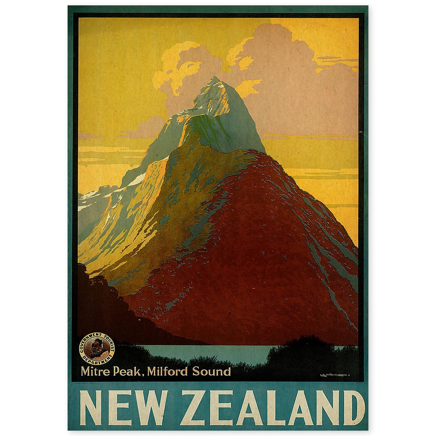 Poster vintage. Cartel de publicidad vintage. Conoce Nueva Zelanda.-Artwork-Nacnic-A4-Sin marco-Nacnic Estudio SL