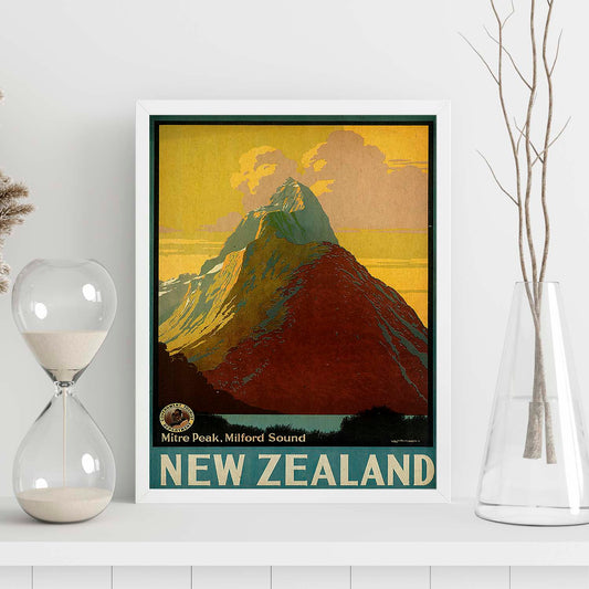 Poster vintage. Cartel de publicidad vintage. Conoce Nueva Zelanda.-Artwork-Nacnic-Nacnic Estudio SL