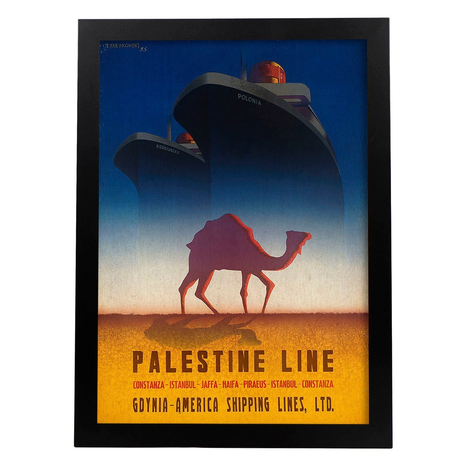 Poster vintage. Cartel de publicidad vintage. Conoce palestina.-Artwork-Nacnic-A3-Marco Negro-Nacnic Estudio SL