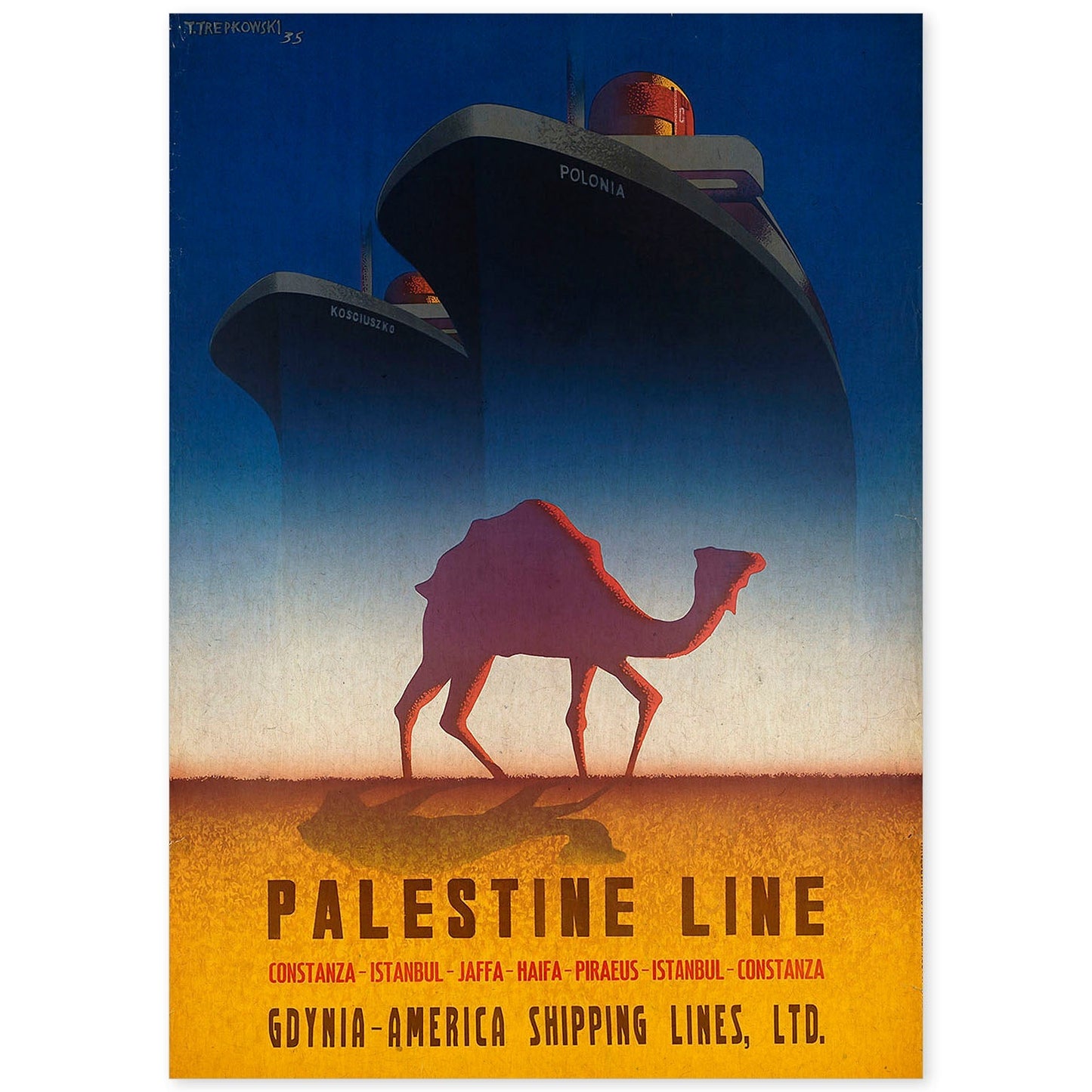 Poster vintage. Cartel de publicidad vintage. Conoce palestina.-Artwork-Nacnic-A4-Sin marco-Nacnic Estudio SL