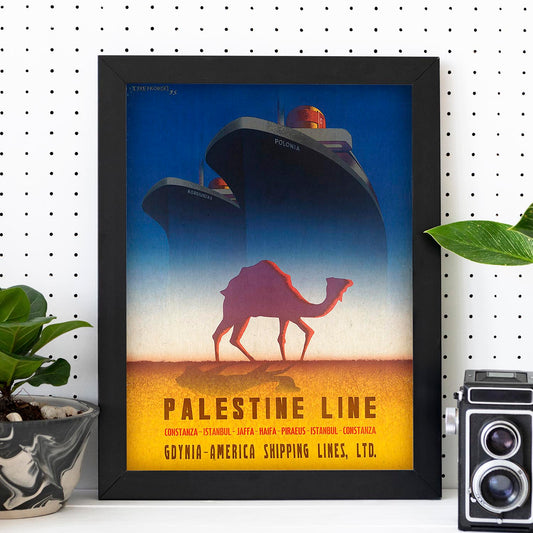 Poster vintage. Cartel de publicidad vintage. Conoce palestina.-Artwork-Nacnic-Nacnic Estudio SL