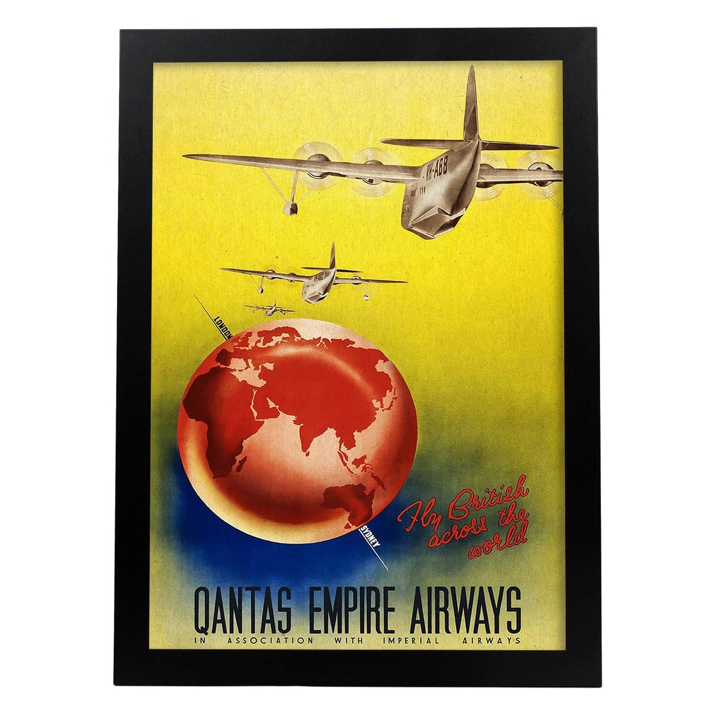 Poster vintage. Cartel de publicidad vintage. Linea aerea Australiana.-Artwork-Nacnic-A3-Marco Negro-Nacnic Estudio SL