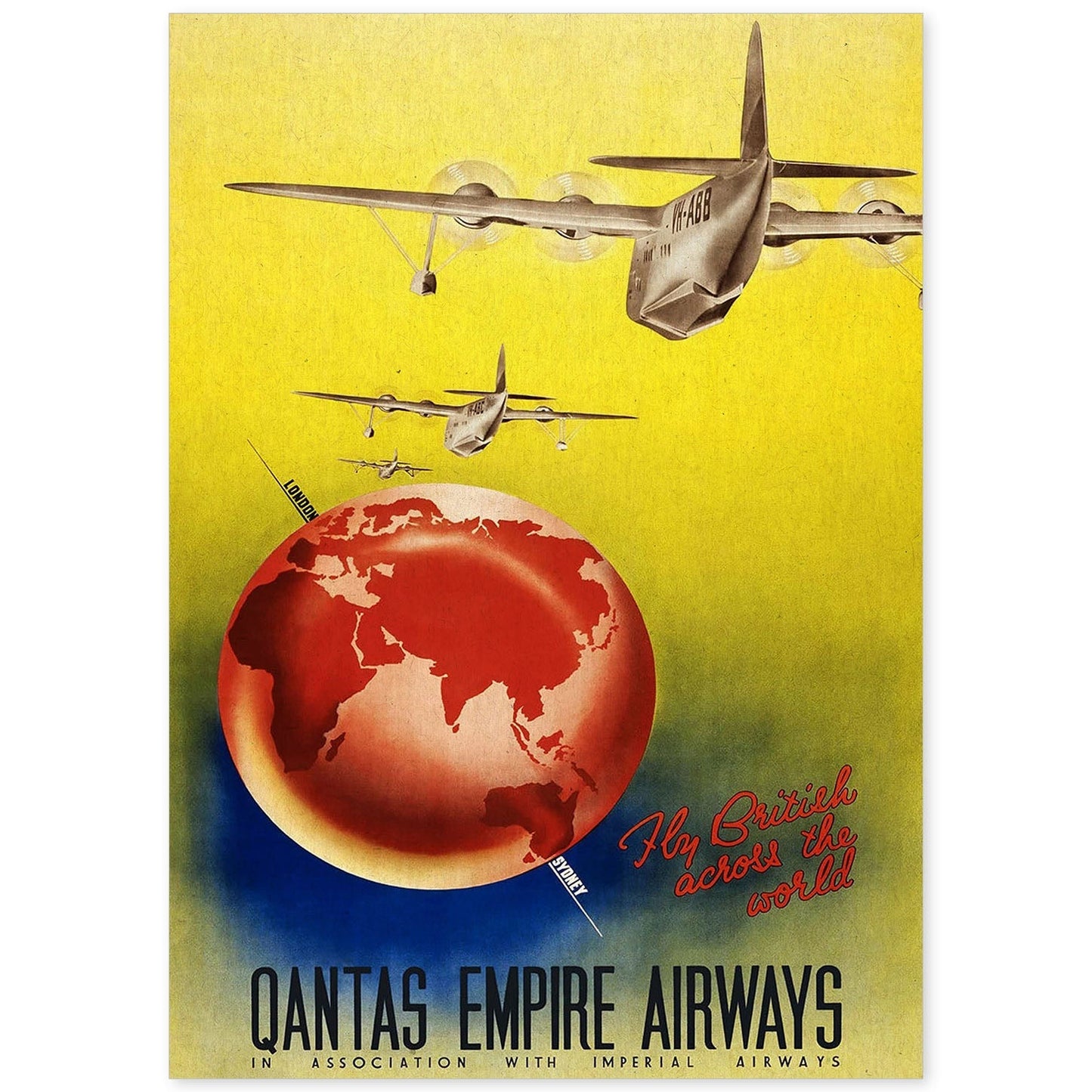 Poster vintage. Cartel de publicidad vintage. Linea aerea Australiana.-Artwork-Nacnic-A4-Sin marco-Nacnic Estudio SL