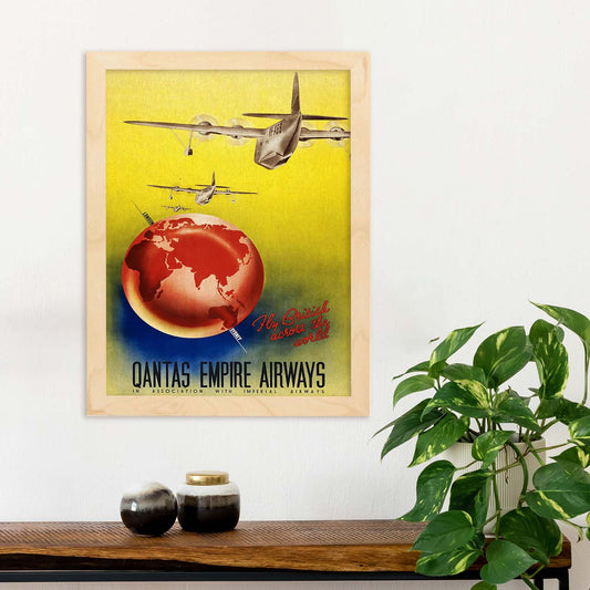 Poster vintage. Cartel de publicidad vintage. Linea aerea Australiana.-Artwork-Nacnic-Nacnic Estudio SL