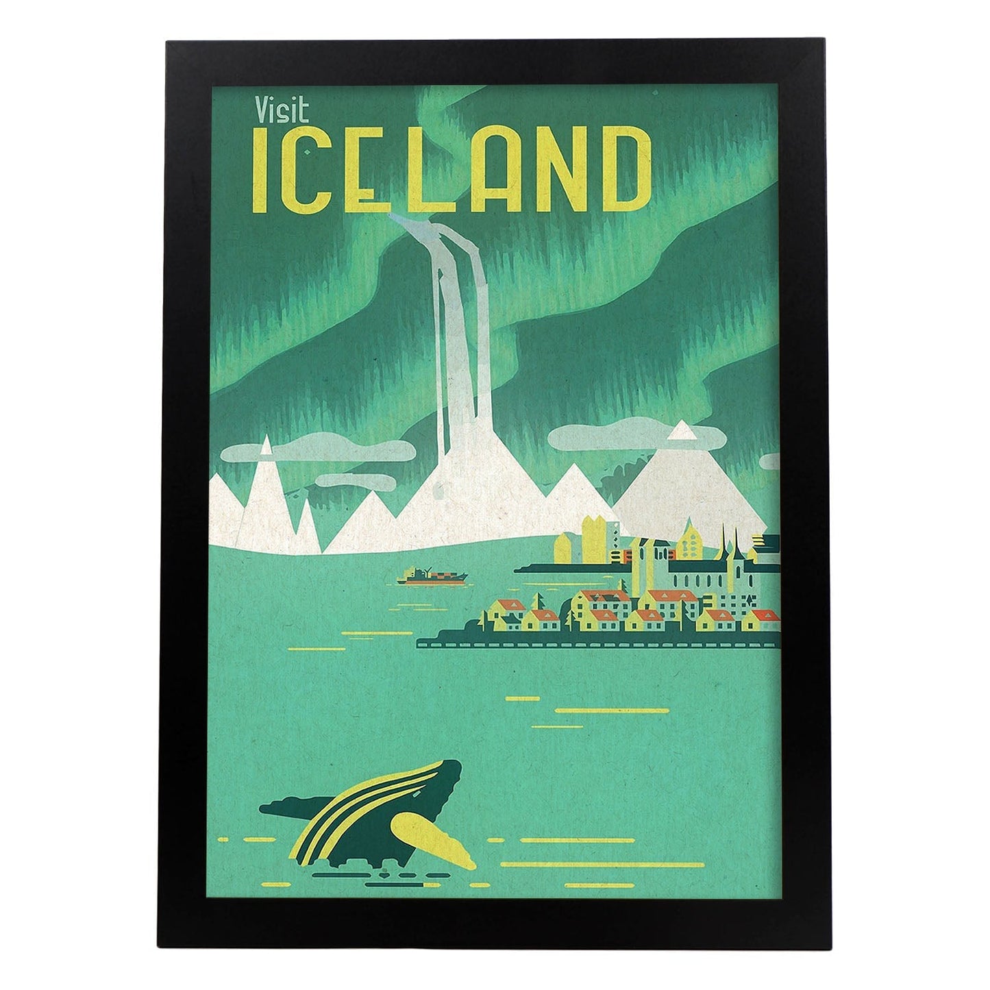 Poster vintage. Cartel de publicidad vintage. Viaja a Islandia.-Artwork-Nacnic-A3-Marco Negro-Nacnic Estudio SL